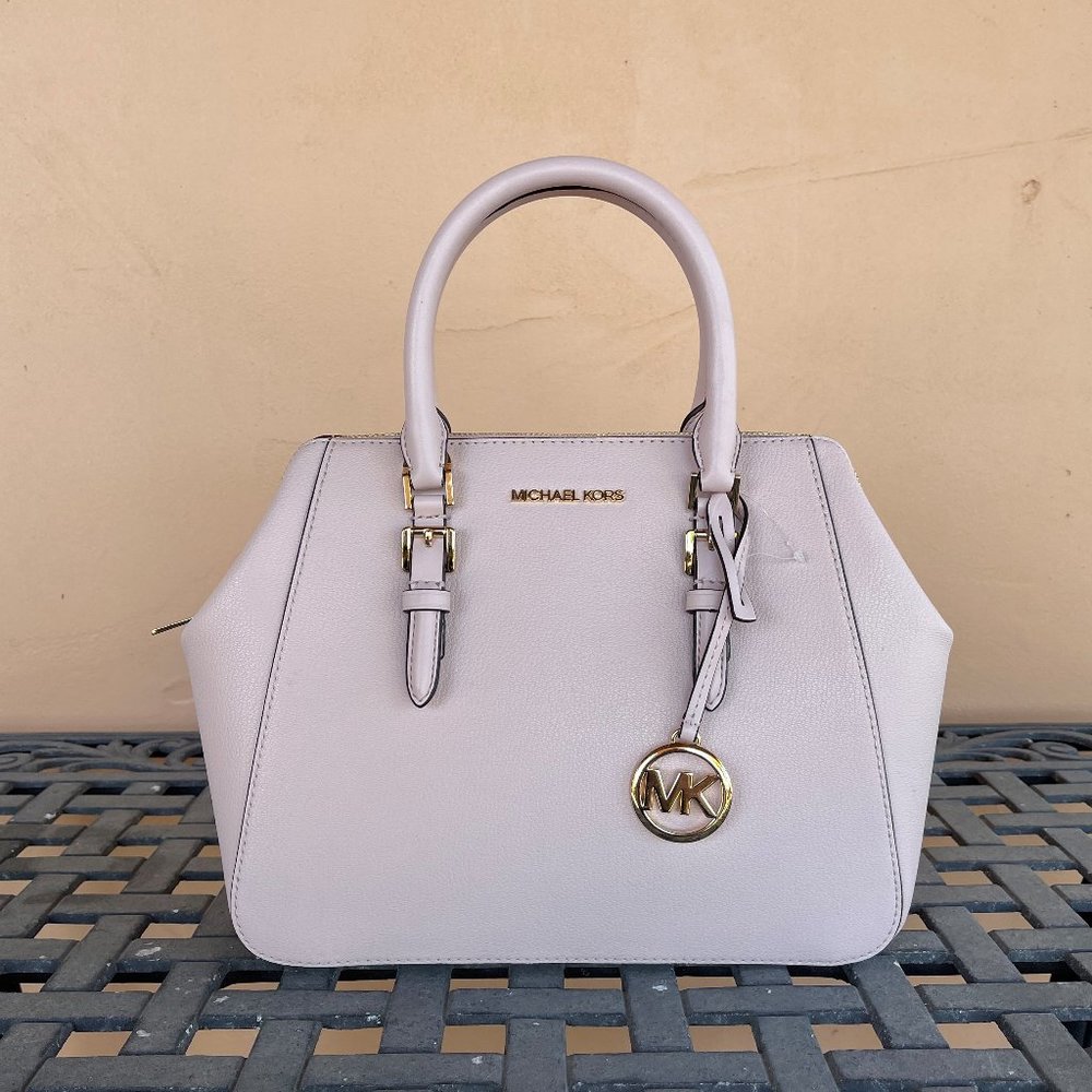 Michael Kors Charlotte LG Satchel Leather Bag Pink